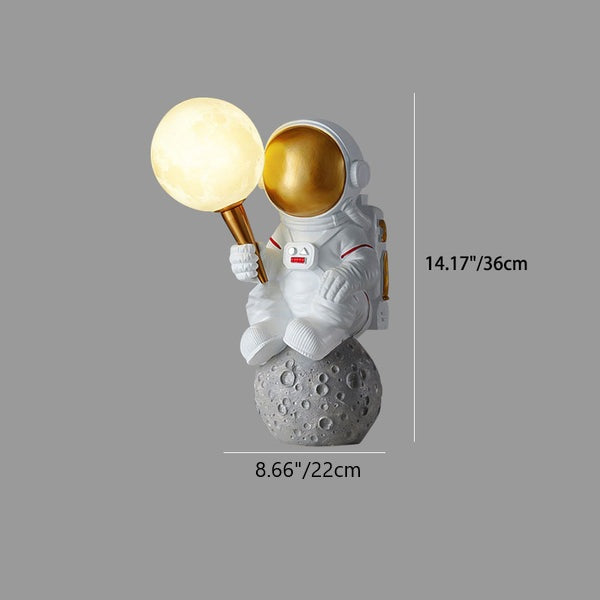 Lampada da parete a sconce con astronauta creativo contemporaneo in resina ABS 1 luce per camera da letto