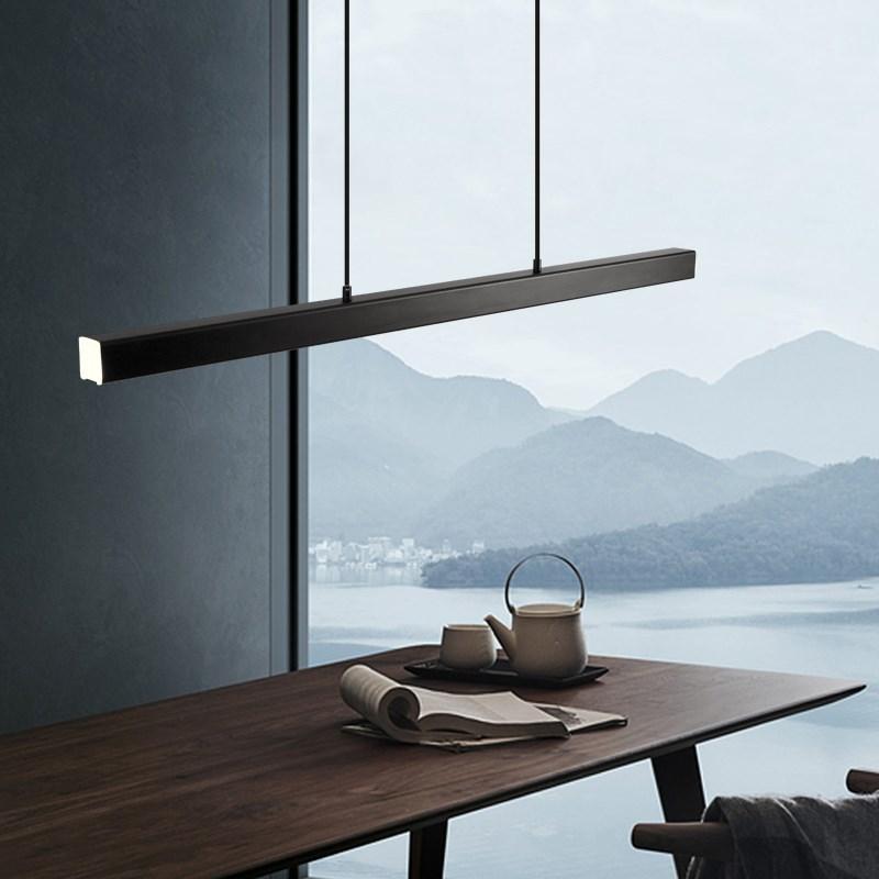 Lampada a sospensione LED in metallo lineare moderno Thala Nera/Marrone