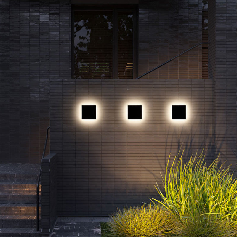 Klyne Minimalist Lampada da Parete Esterno Rotonda/Quadrata LED, Nera/Bianca
