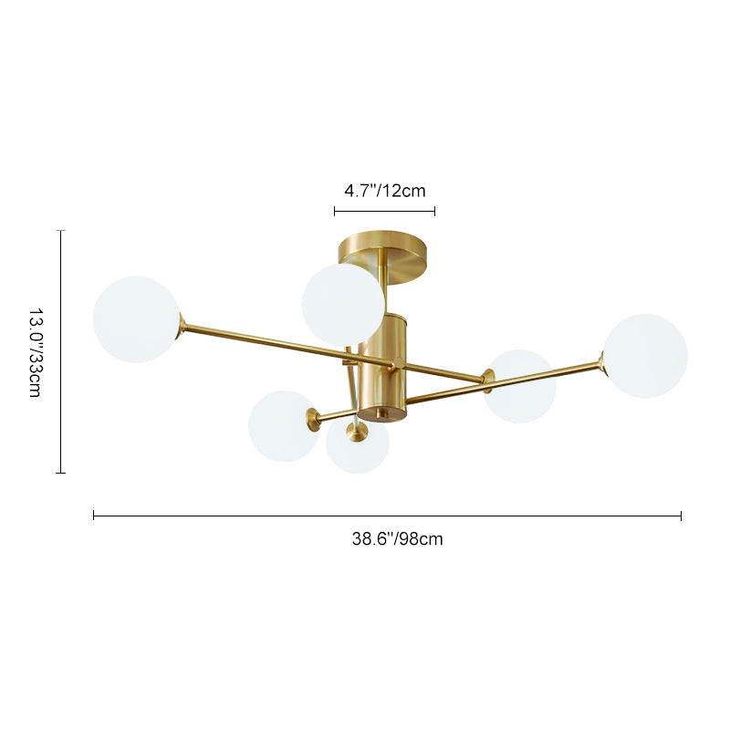 Plafoniera Semi Flush a 6 Luce in Vetro Globo Sputnik
