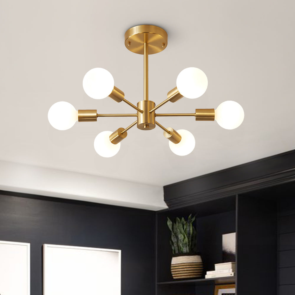 Lampada da soffitto semi-flush a 6 luci Sputnik