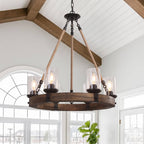 Lampadario in legno moderno industriale Elvian