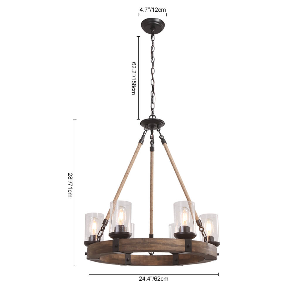 Lampadario in legno moderno industriale Elvian