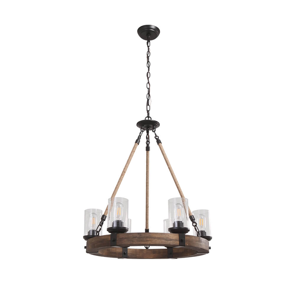 Lampadario in legno moderno industriale Elvian