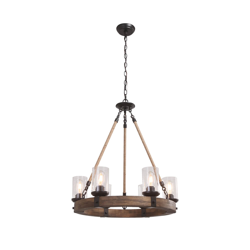 Lampadario in legno moderno industriale Elvian