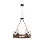 Lampadario in legno moderno industriale Elvian