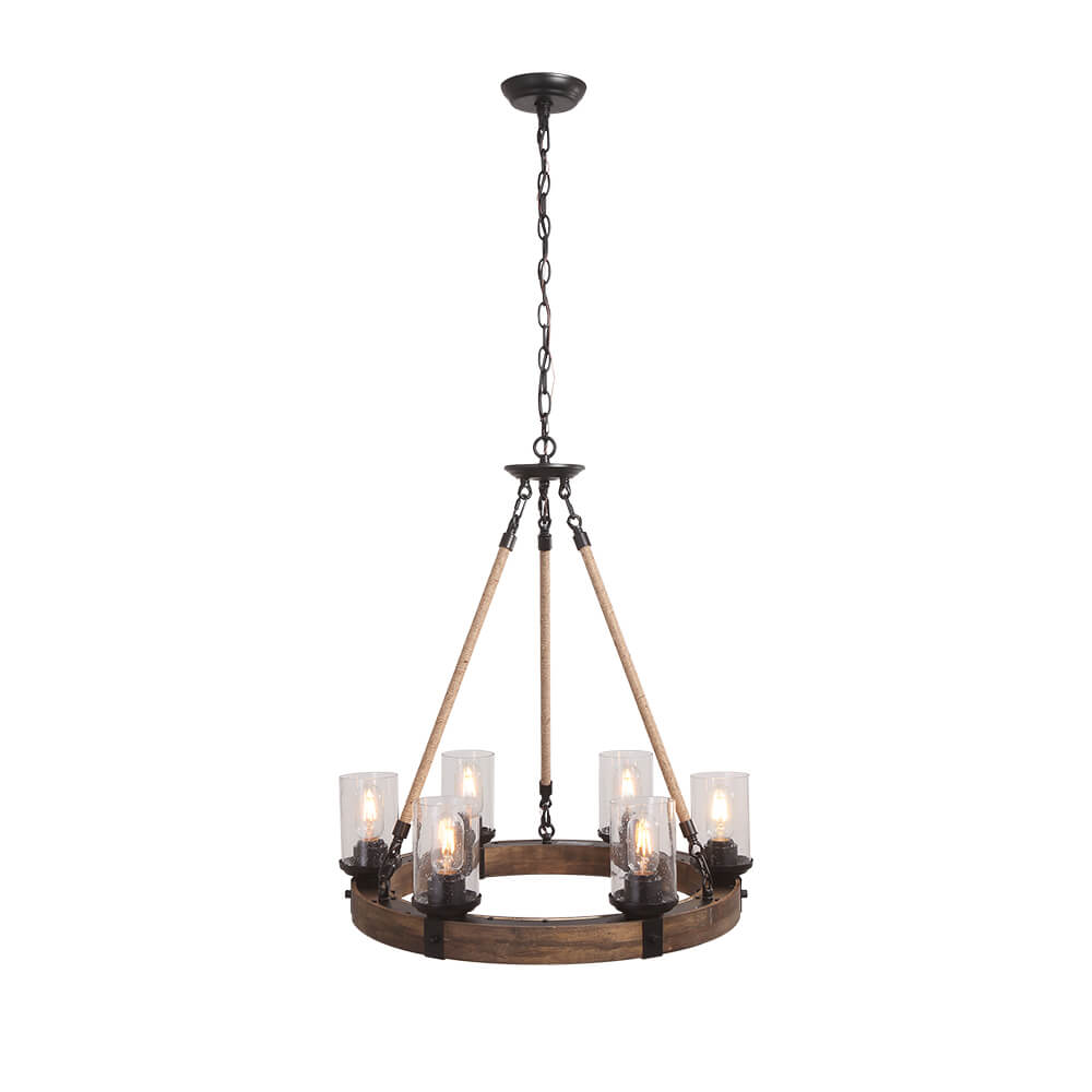 Lampadario in legno moderno industriale Elvian