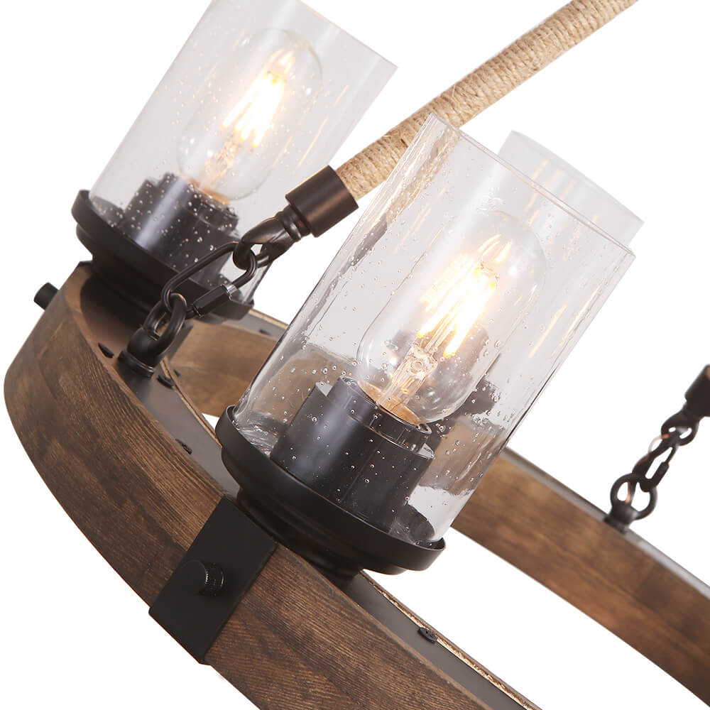 Lampadario in legno moderno industriale Elvian