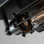 Lampada da soffitto vintage in metallo con tubi, nera, soggiorno