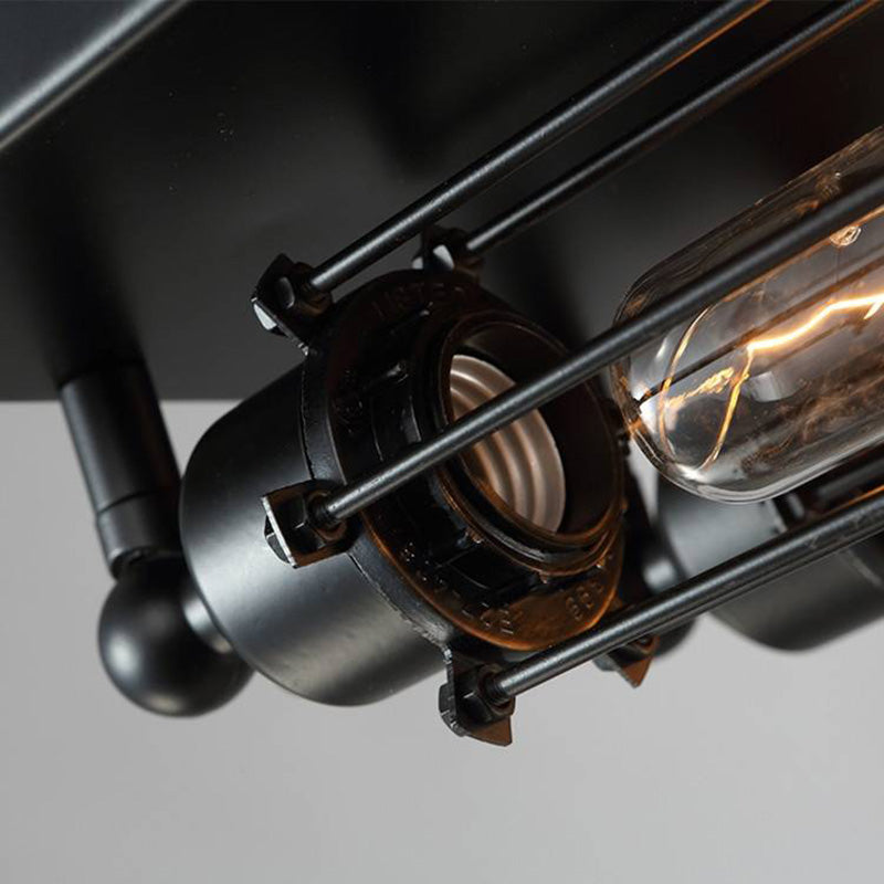 Lampada da soffitto vintage in metallo con tubi, nera, soggiorno