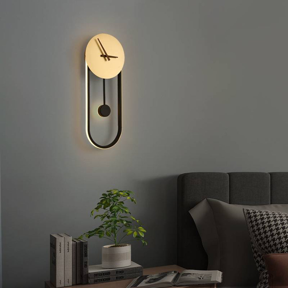 Lampada da Parete Orologio Nordic Arisha, Oro e Nero