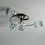 Valentina Lampada da Soffitto Flush Mount, Vetro, Nero/Oro, Sala da Pranzo