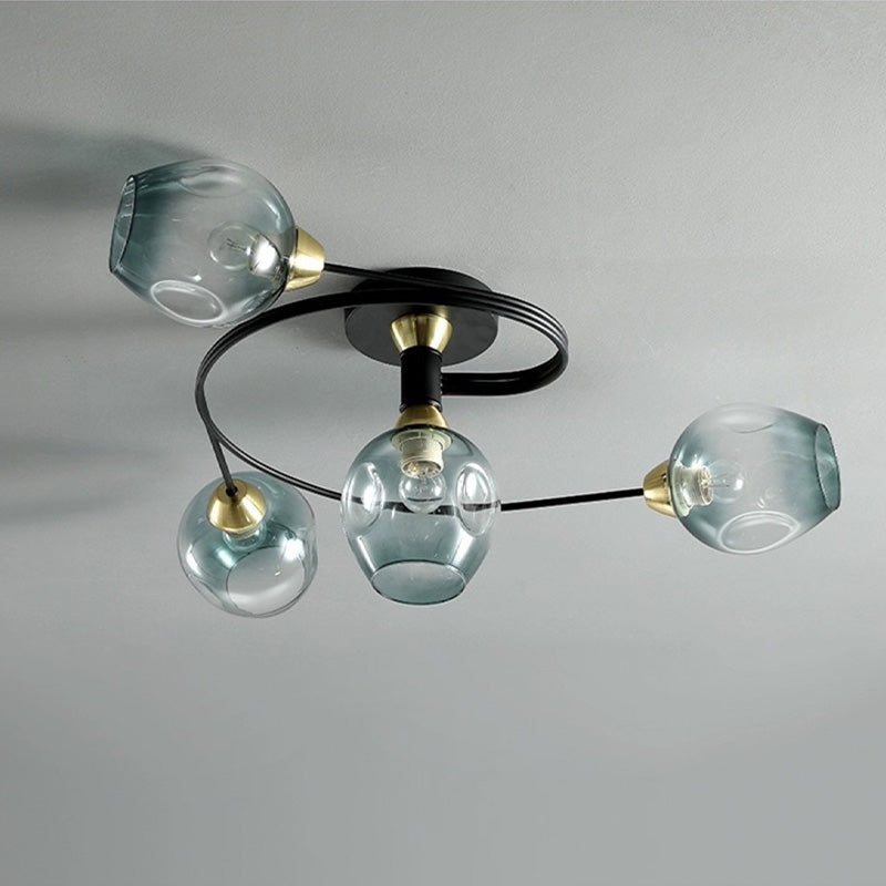 Valentina Lampada da Soffitto Flush Mount, Vetro, Nero/Oro, Sala da Pranzo