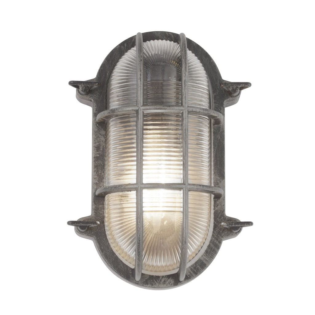 Applique da Esterno/Ceiling Light Oval Nera e Argento Searchlight