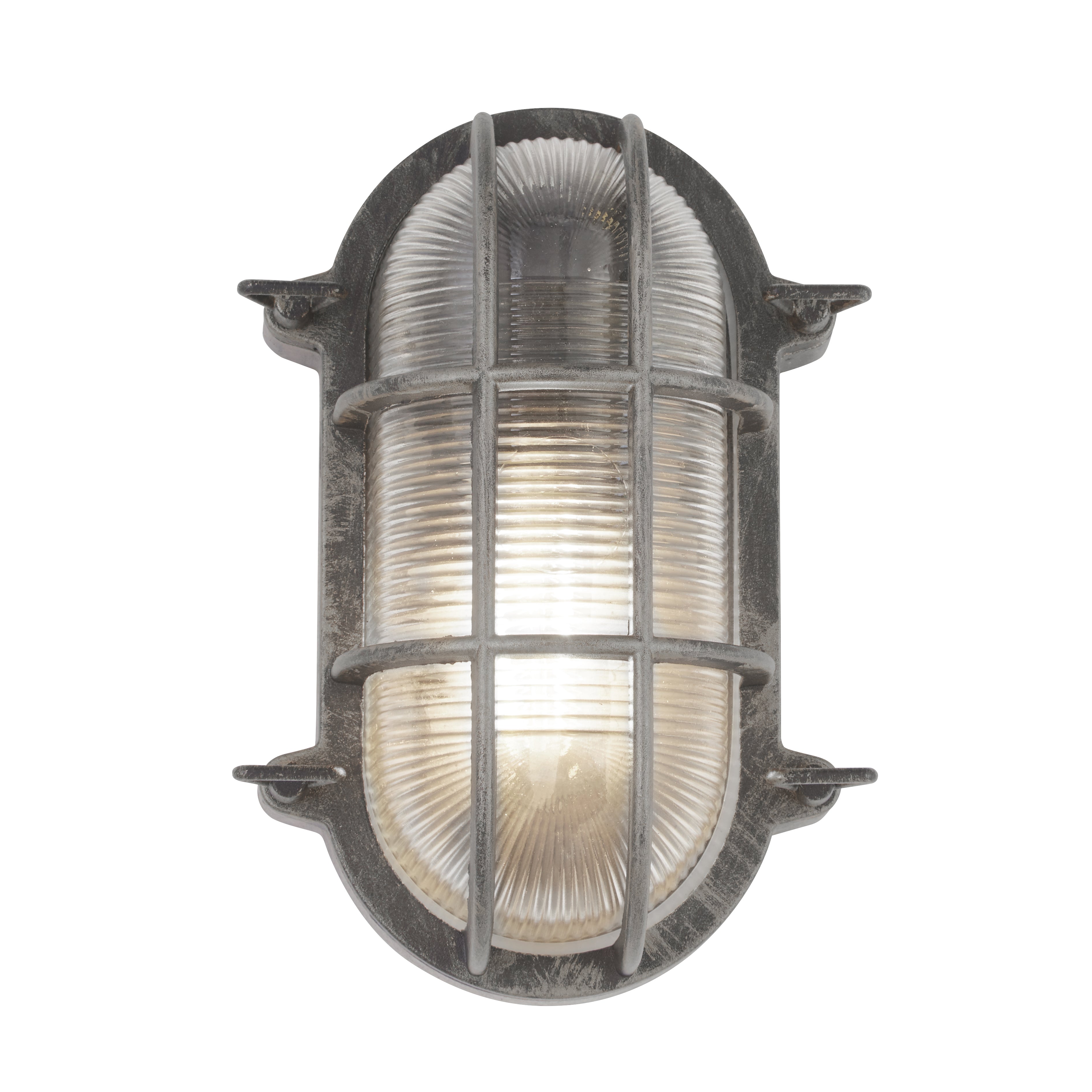Applique da Esterno/Ceiling Light Oval Nera e Argento Searchlight