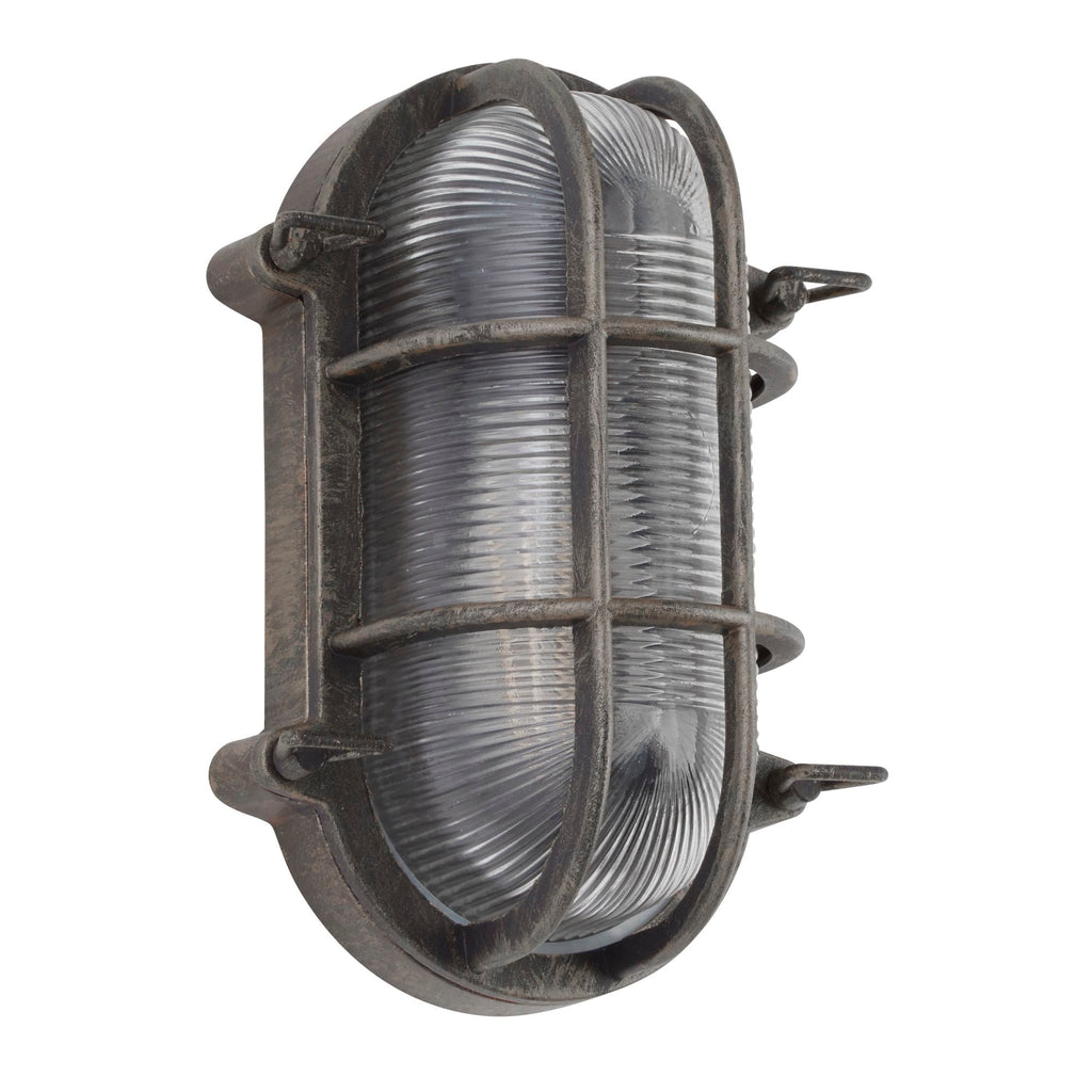 Applique da Esterno/Ceiling Light Oval Nera e Argento Searchlight