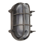 Applique da Esterno/Ceiling Light Oval Nera e Argento Searchlight