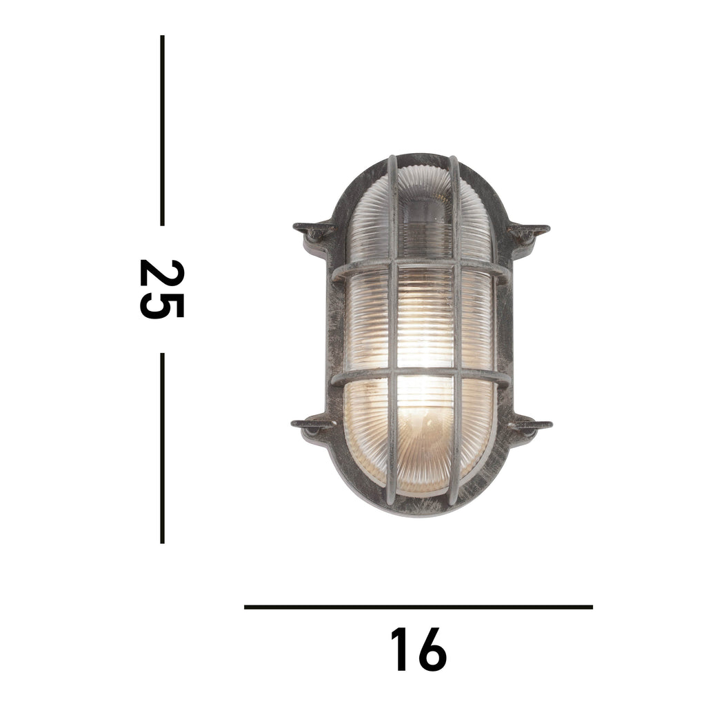 Applique da Esterno/Ceiling Light Oval Nera e Argento Searchlight