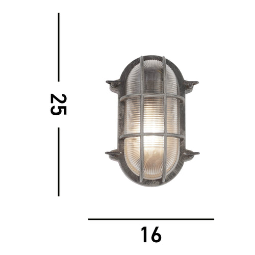 Applique da Esterno/Ceiling Light Oval Nera e Argento Searchlight