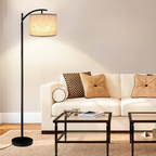 Lampada da Terra Industriale a LED con 3 Colori di Luce – Alta Lampada da Lettura con Paralume Bianco