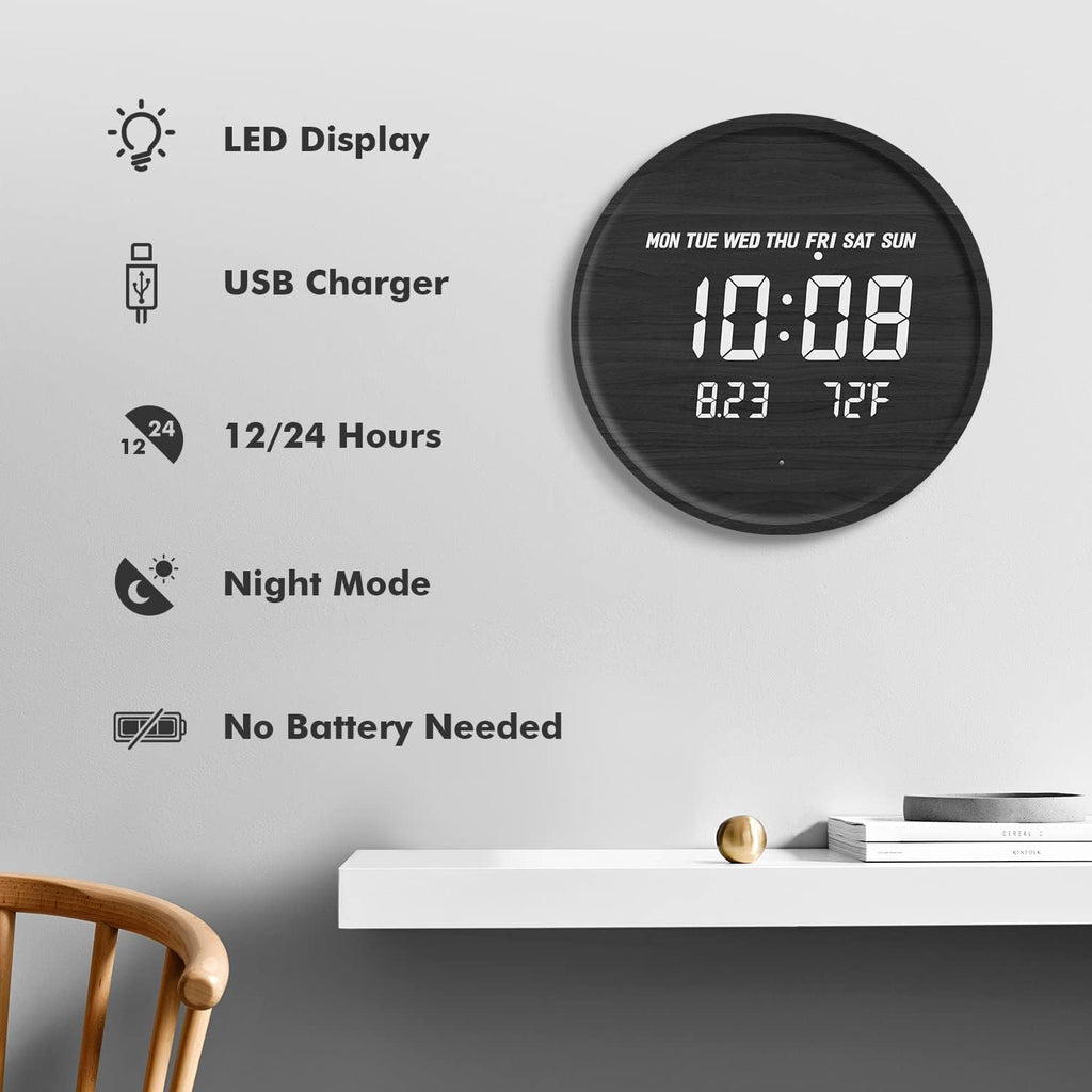Orologio da Parete Digitale Scandinavo con Display LED e Alimentazione USB