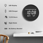 Orologio da Parete Digitale Scandinavo con Display LED e Alimentazione USB