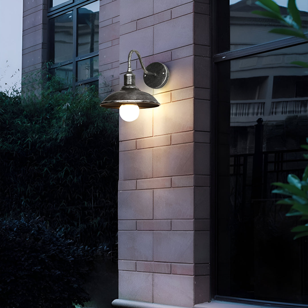 Lampada da Parete Esterna a Ciotola in Ferro Industriale Vintage LED 1 Luce