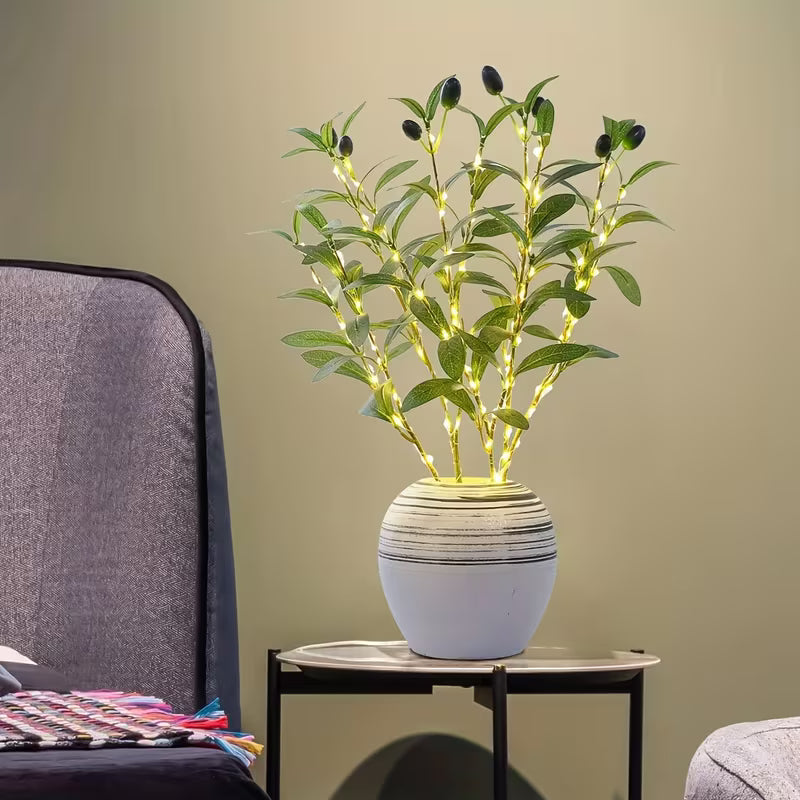 Ramo d'Olivo Illuminato e Decorazione di Fiori di Ciliegio