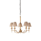 Lampadario Stanford 5 Luci in Ottone Antico - Paralumi Beige