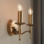 Lampada da Parete Doppia in Ottone Antico Stanford - Ombre Beige