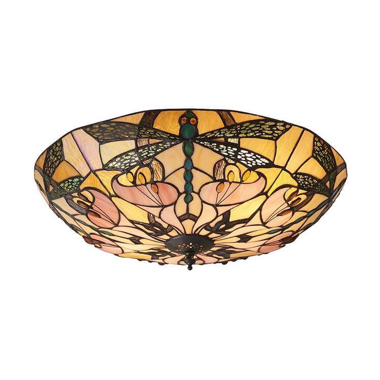 Interiors 1900 Ashton Grande Lampada da Soffitto Tiffany Flush