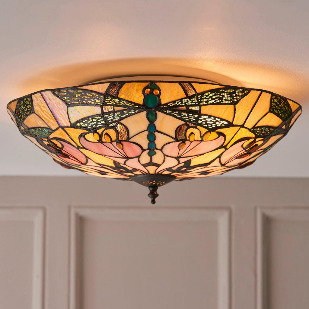 Interiors 1900 Ashton Grande Lampada da Soffitto Tiffany Flush