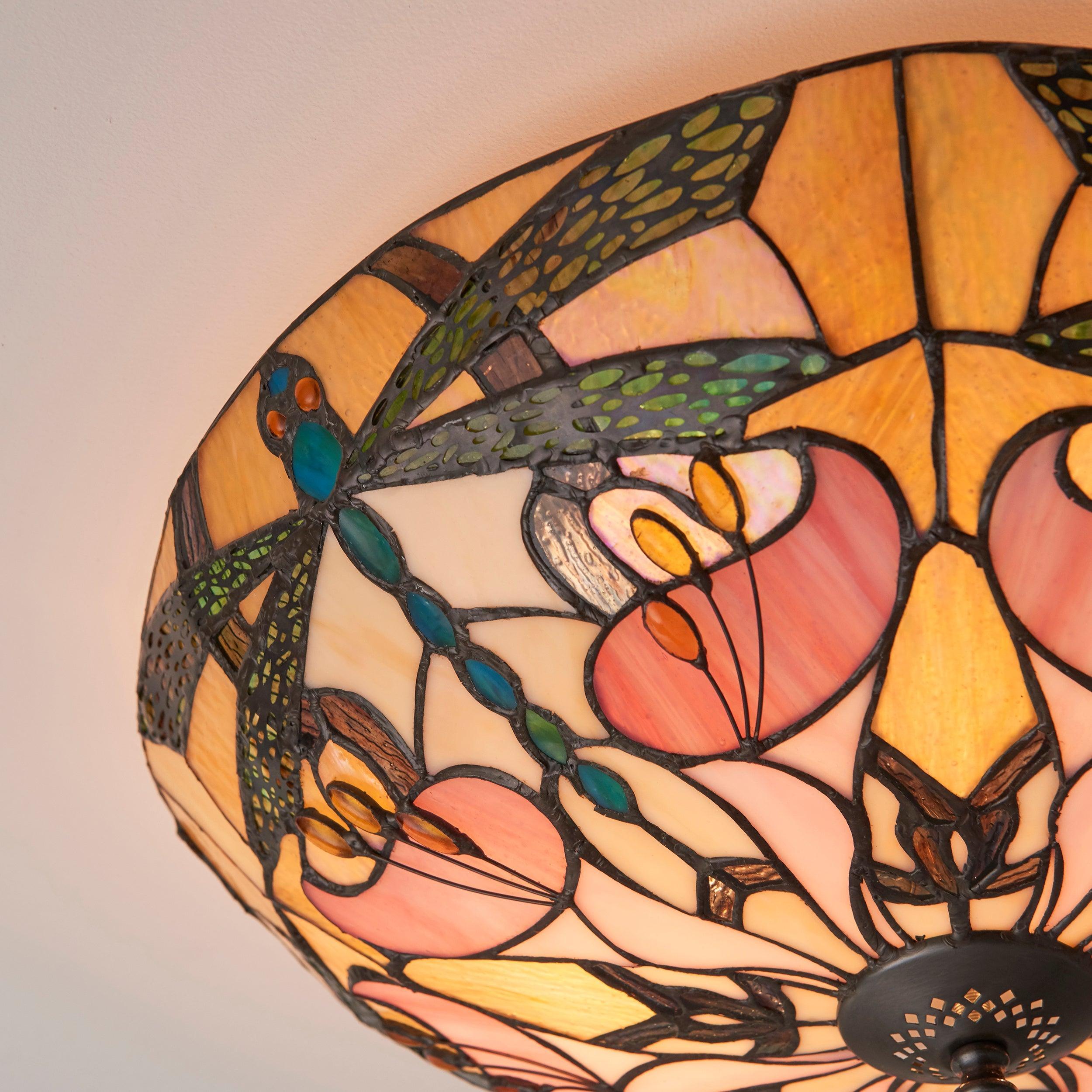 Interiors 1900 Ashton Grande Lampada da Soffitto Tiffany Flush