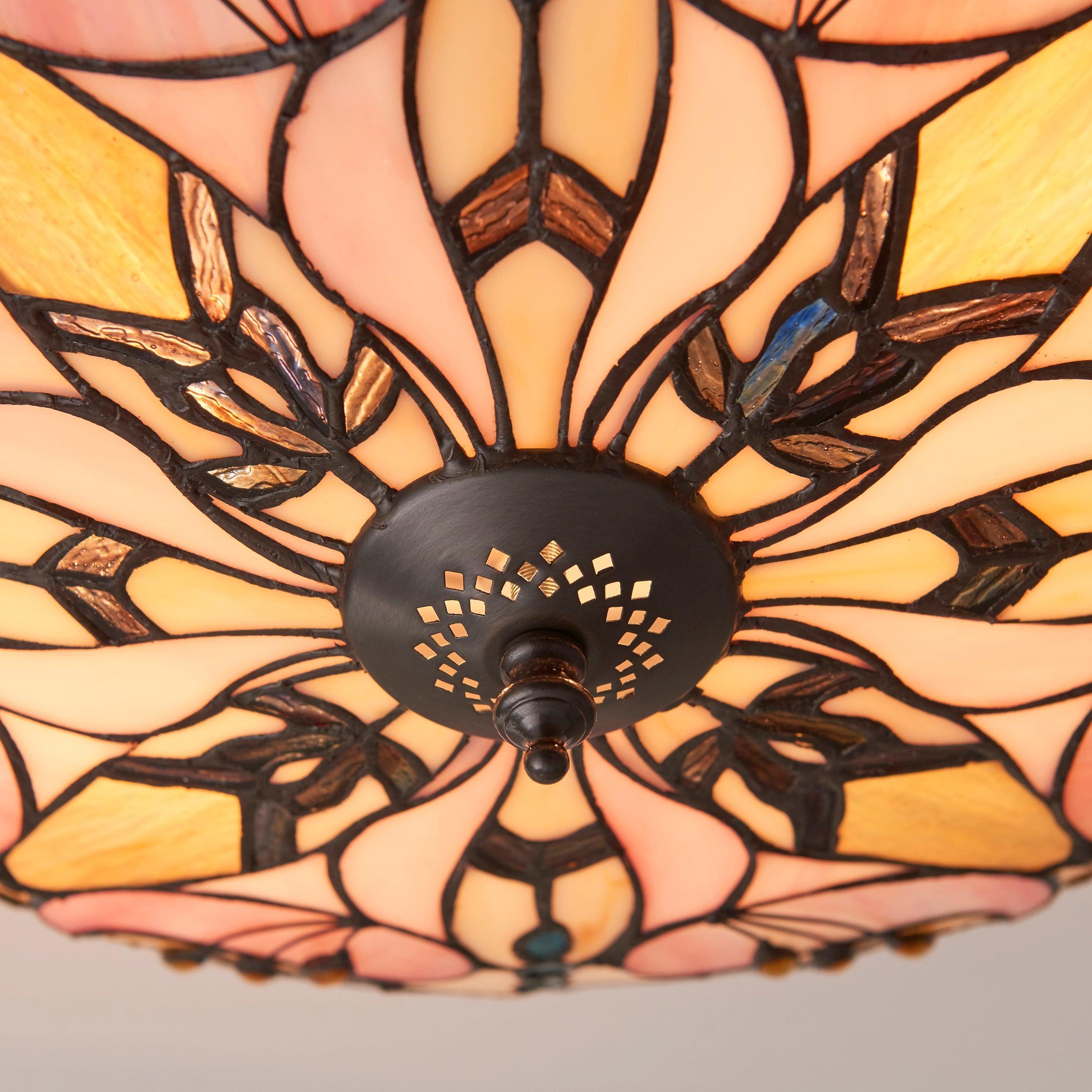 Interiors 1900 Ashton Grande Lampada da Soffitto Tiffany Flush