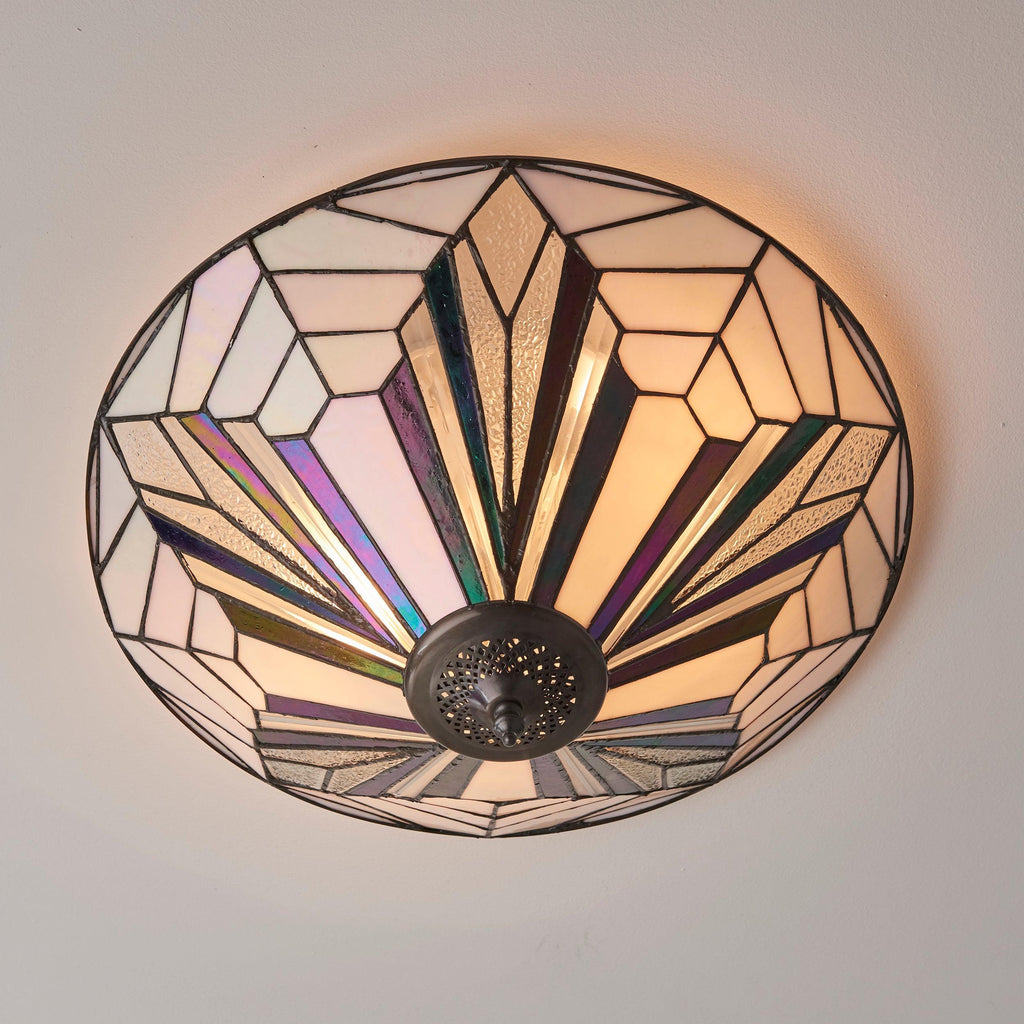 Interiors 1900 Astoria Lampada da Soffitto Tiffany Flush 48cm