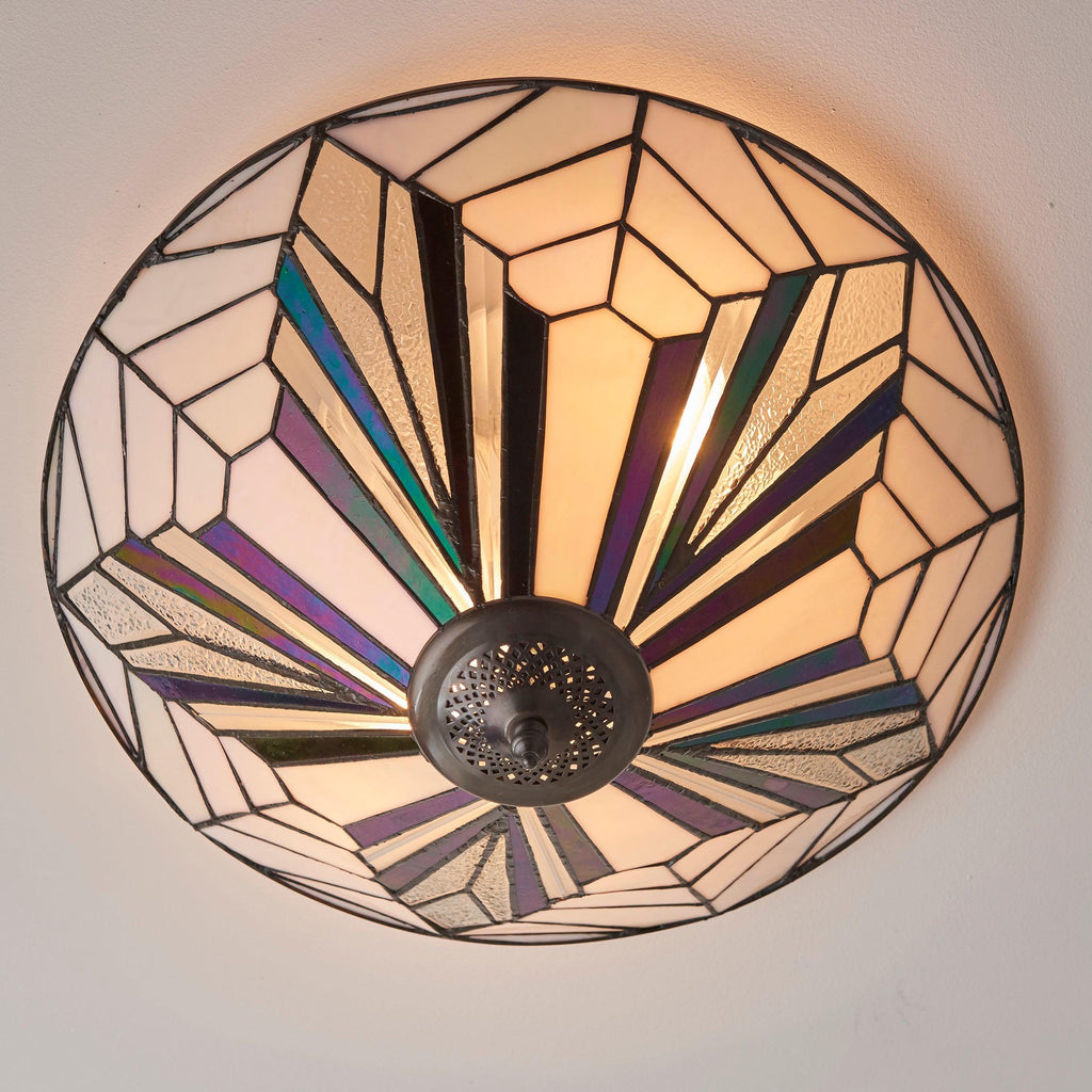 Interiors 1900 Astoria Lampada da Soffitto Tiffany Flush 48cm