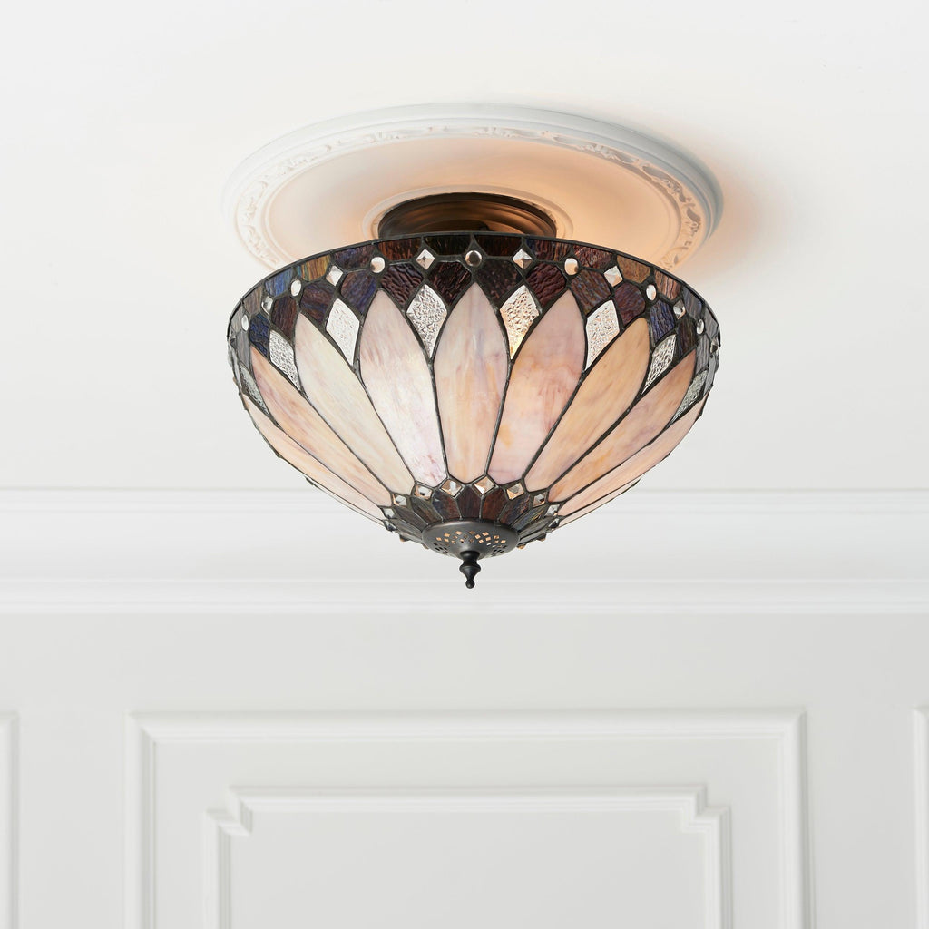 Interiors 1900 Brooklyn Semi-Flush Tiffany Lampada da Soffitto