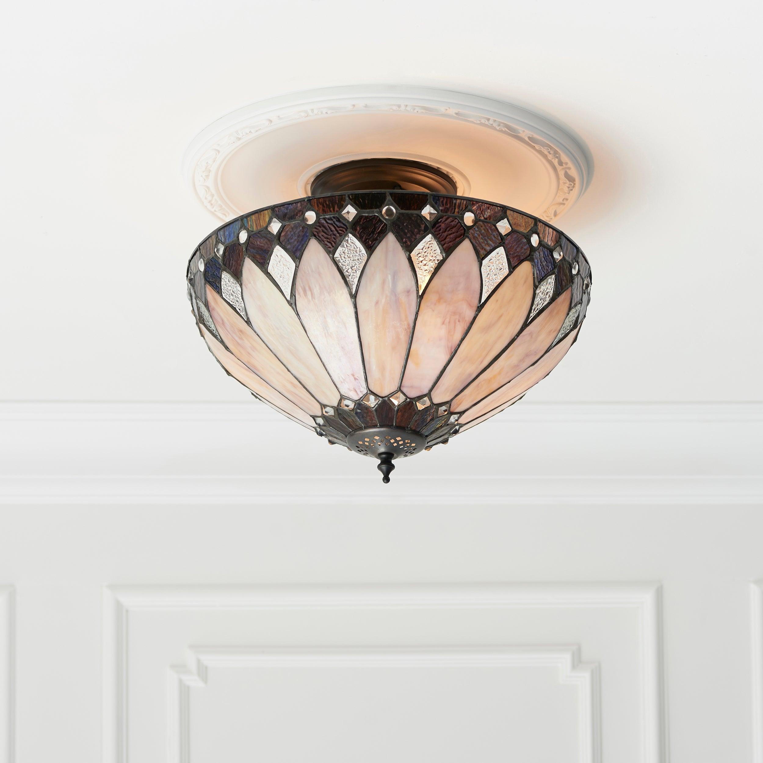 Interiors 1900 Brooklyn Semi-Flush Tiffany Lampada da Soffitto