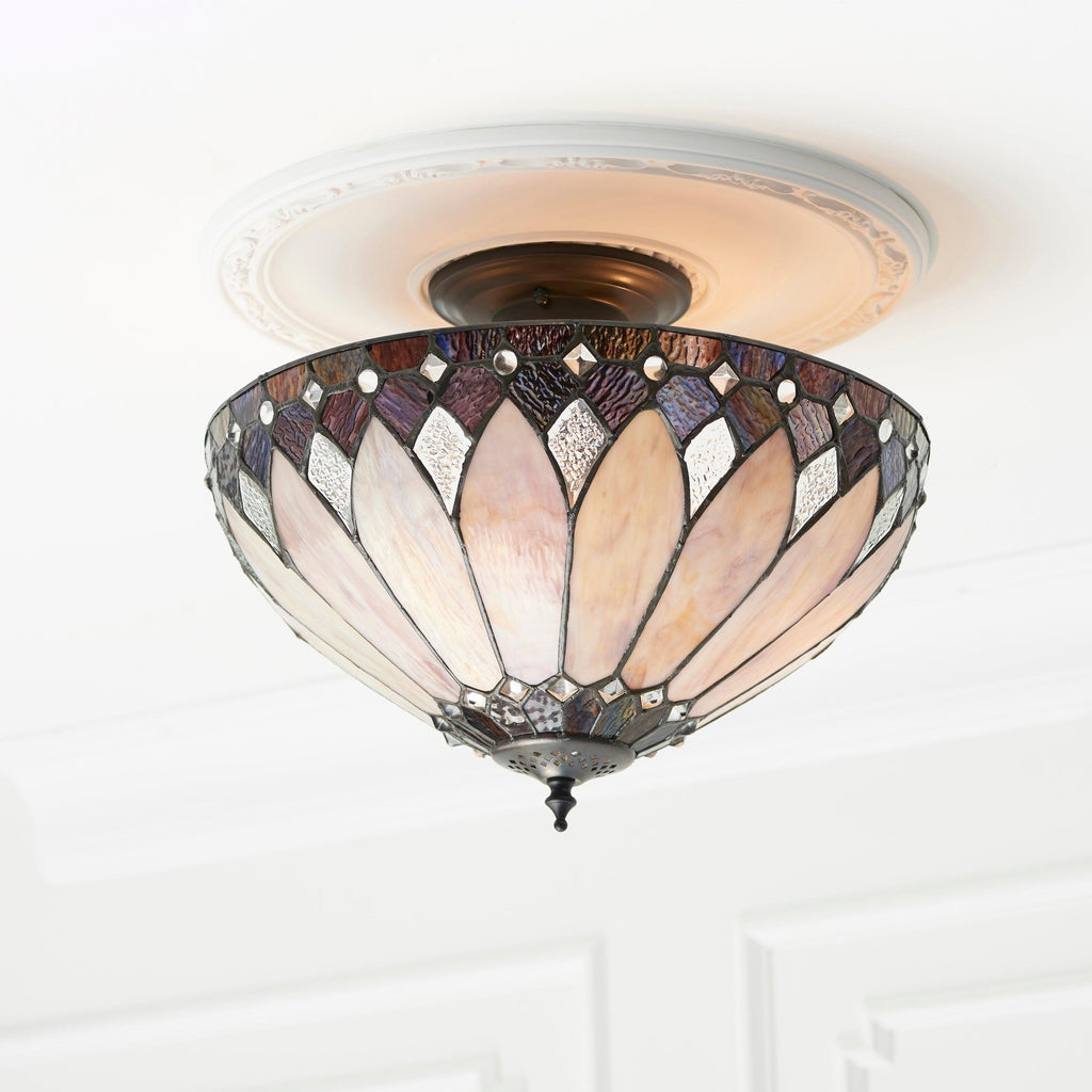 Interiors 1900 Brooklyn Semi-Flush Tiffany Lampada da Soffitto