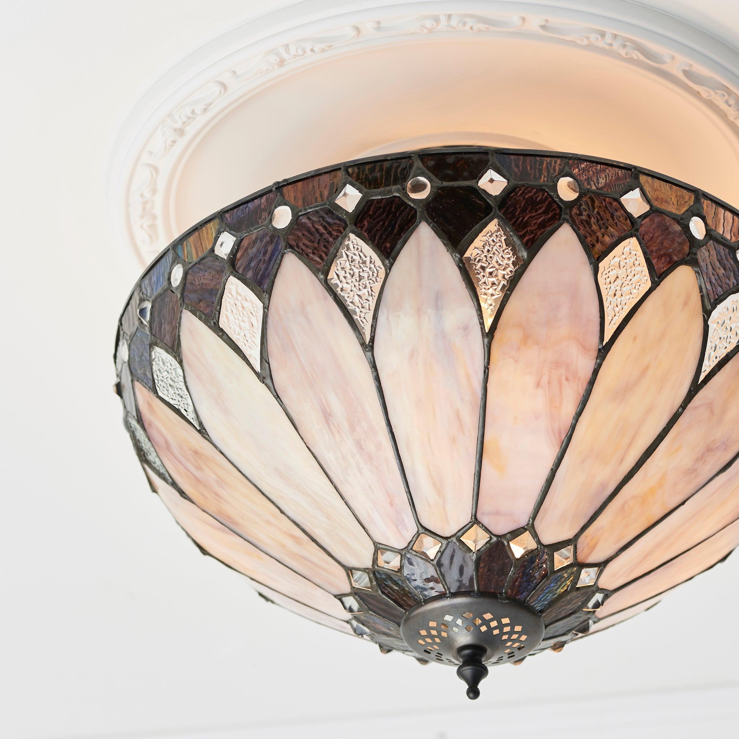 Interiors 1900 Brooklyn Semi-Flush Tiffany Lampada da Soffitto