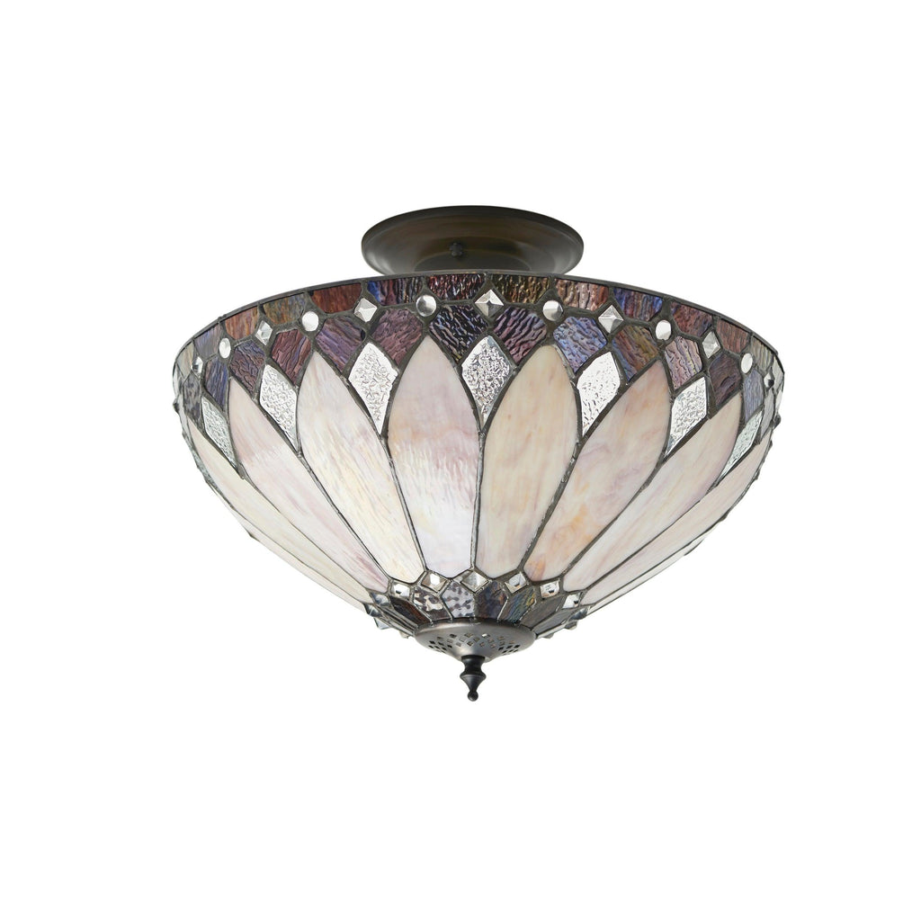 Interiors 1900 Brooklyn Semi-Flush Tiffany Lampada da Soffitto