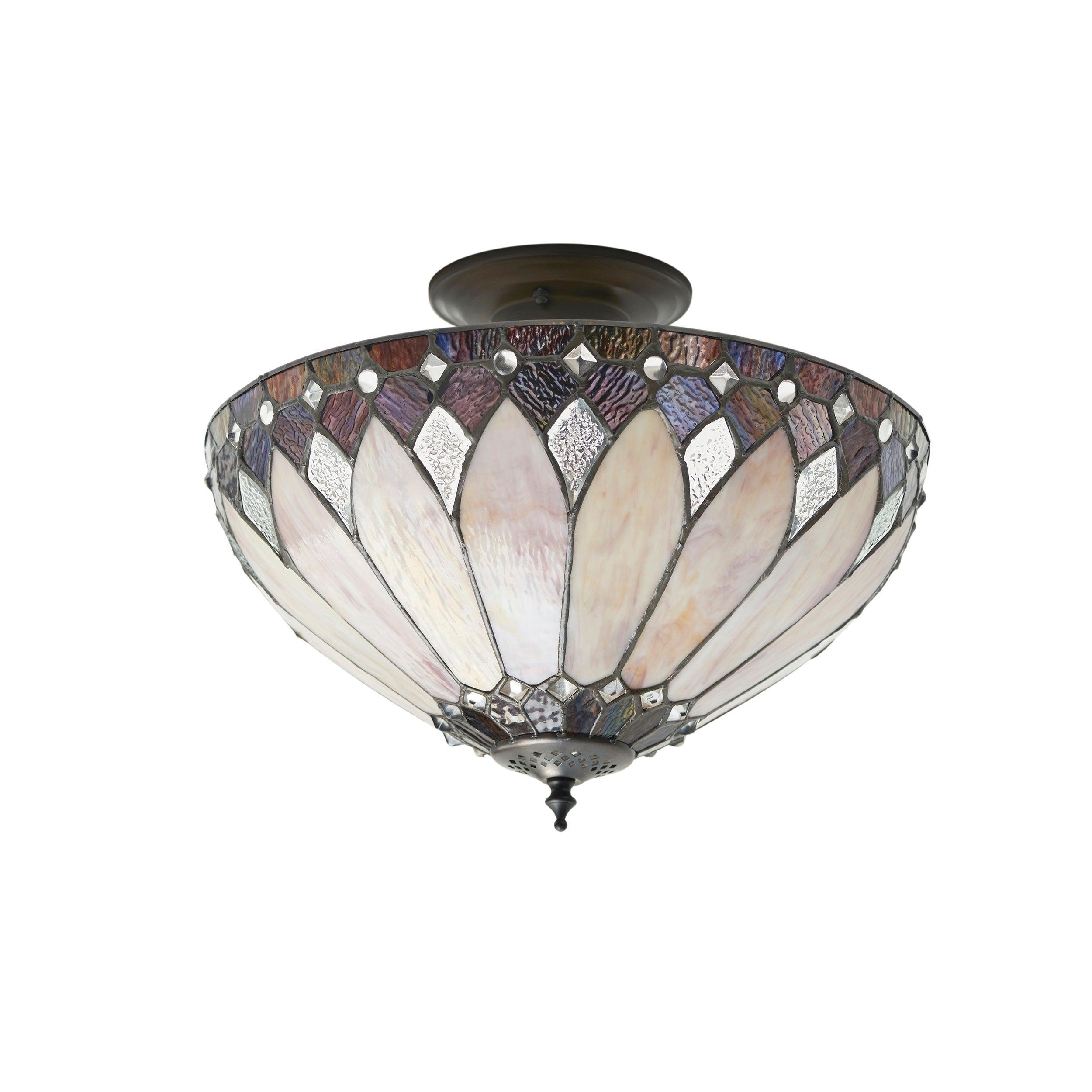 Interiors 1900 Brooklyn Semi-Flush Tiffany Lampada da Soffitto