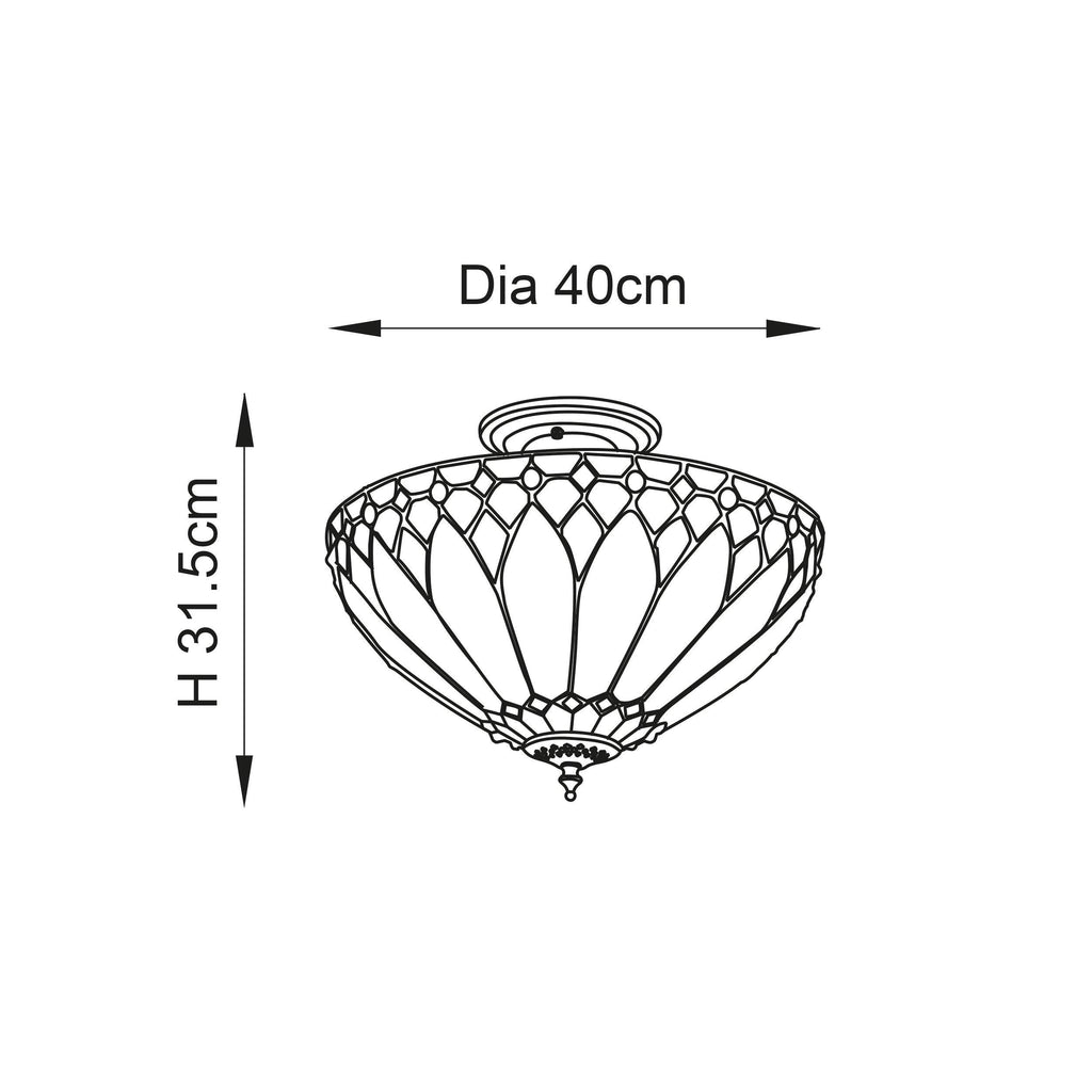 Interiors 1900 Brooklyn Semi-Flush Tiffany Lampada da Soffitto