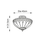 Interiors 1900 Brooklyn Semi-Flush Tiffany Lampada da Soffitto