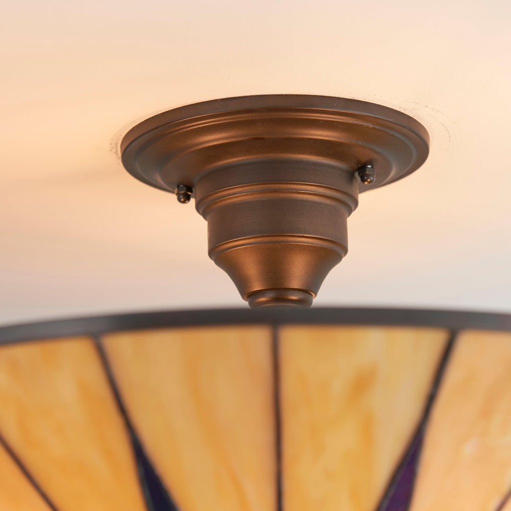 Interiors 1900 Dark Star Semi Flush Tiffany Lampada da Soffitto