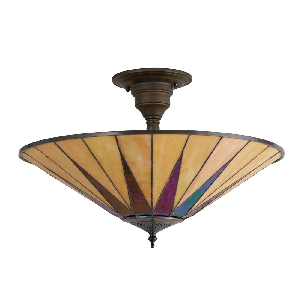 Interiors 1900 Dark Star Semi Flush Tiffany Lampada da Soffitto