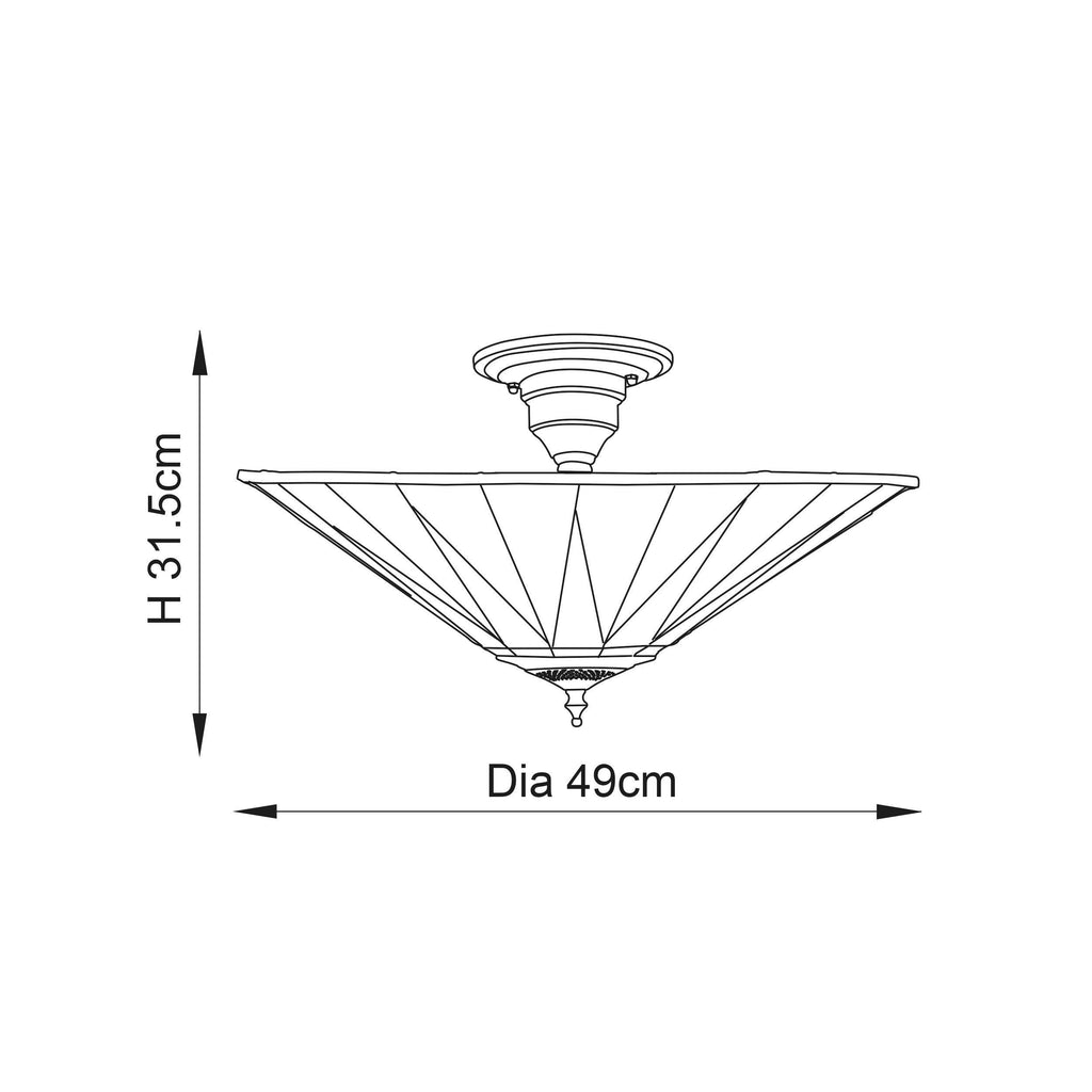Interiors 1900 Dark Star Semi Flush Tiffany Lampada da Soffitto
