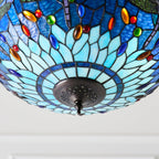 Luce da soffitto Tiffany Invertita Grande Libellula Blu