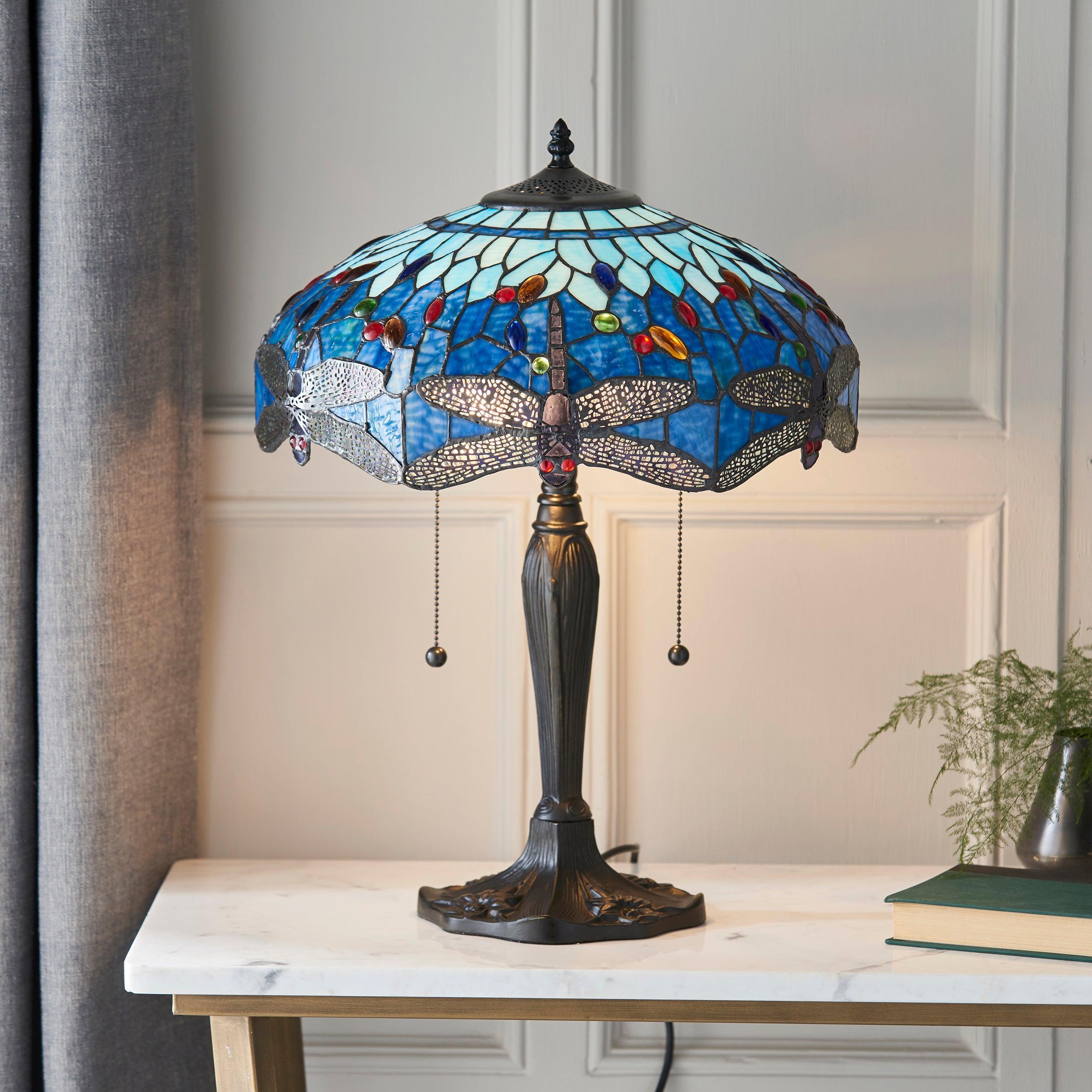 Lampada da Tavolo Tiffany Blue Dragonfly Interiors 1900
