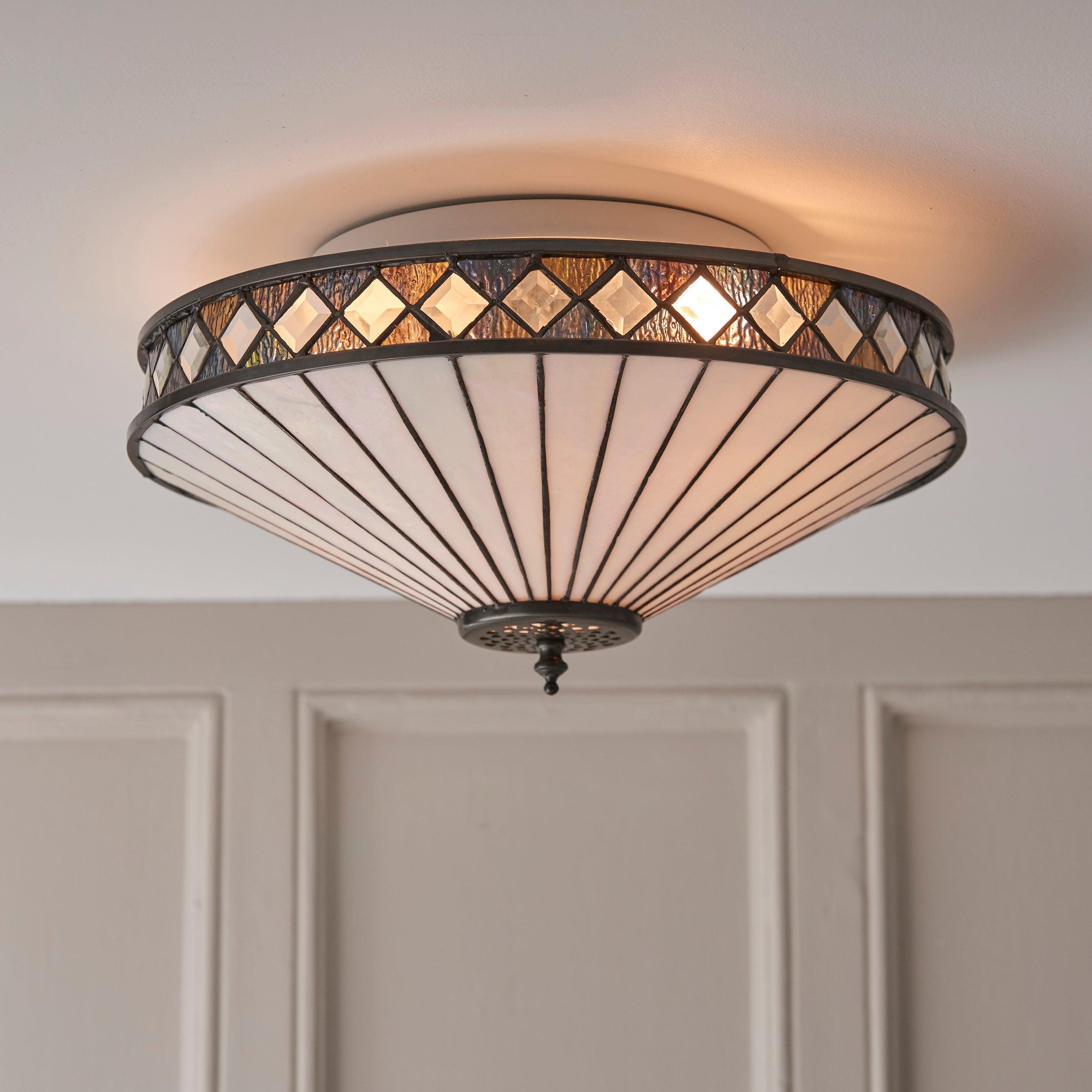 Interiors 1900 Fargo Flush Tiffany Lampada da Soffitto